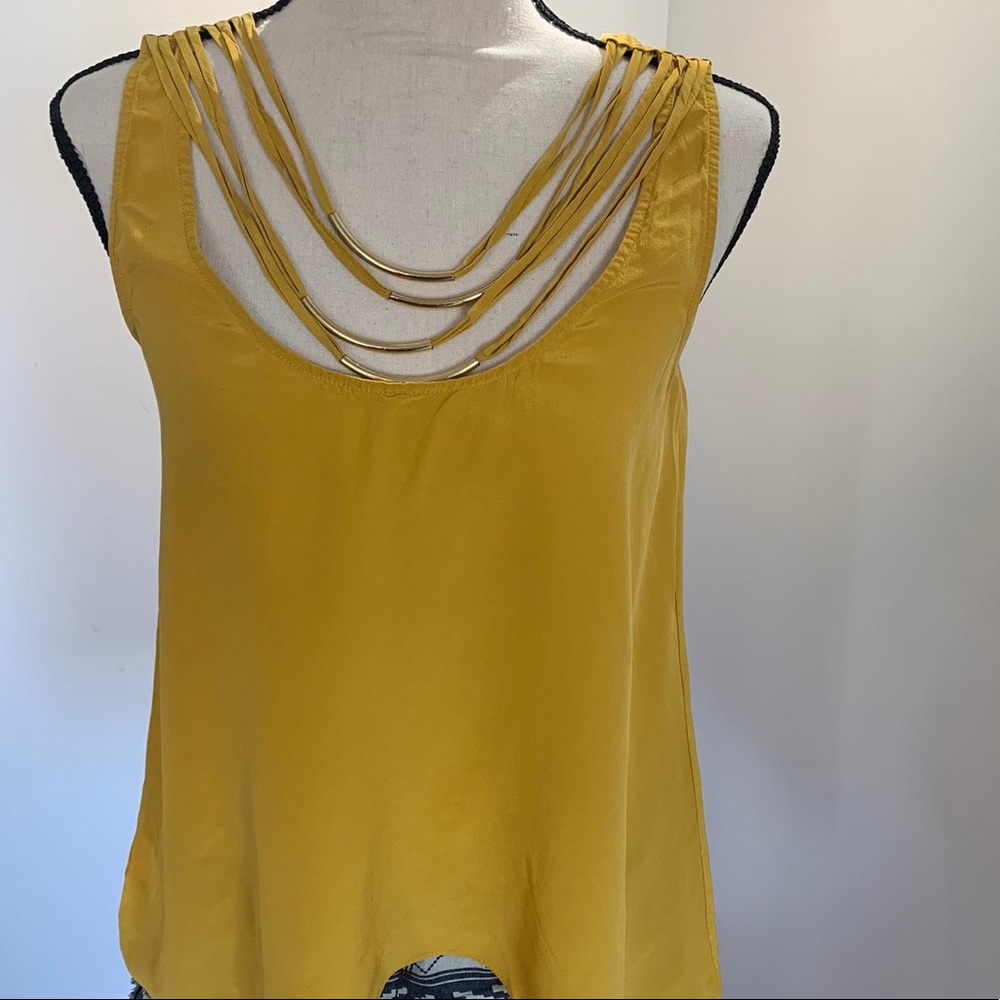 BCBGMAXAZRIA Gold Accent Blouse & Denim Short - Picture 6 of 12